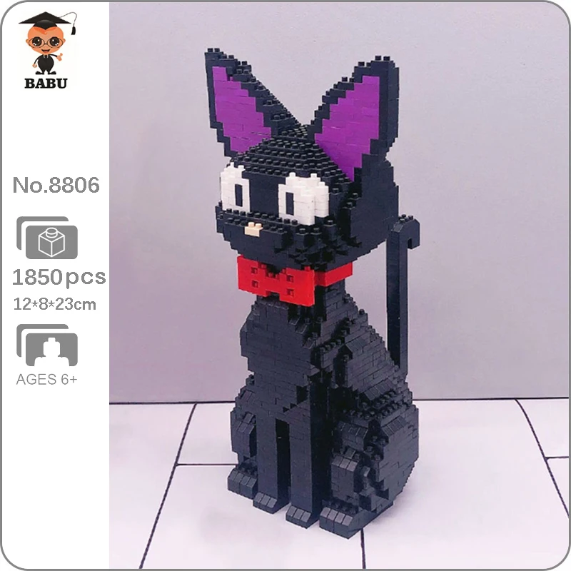 

Babu 8806 Cartoon JiJi Cat Animal Black Pet Building Blocks Kit 3D Model DIY Mini Diamond Bricks Assembly Toy for Children Boys