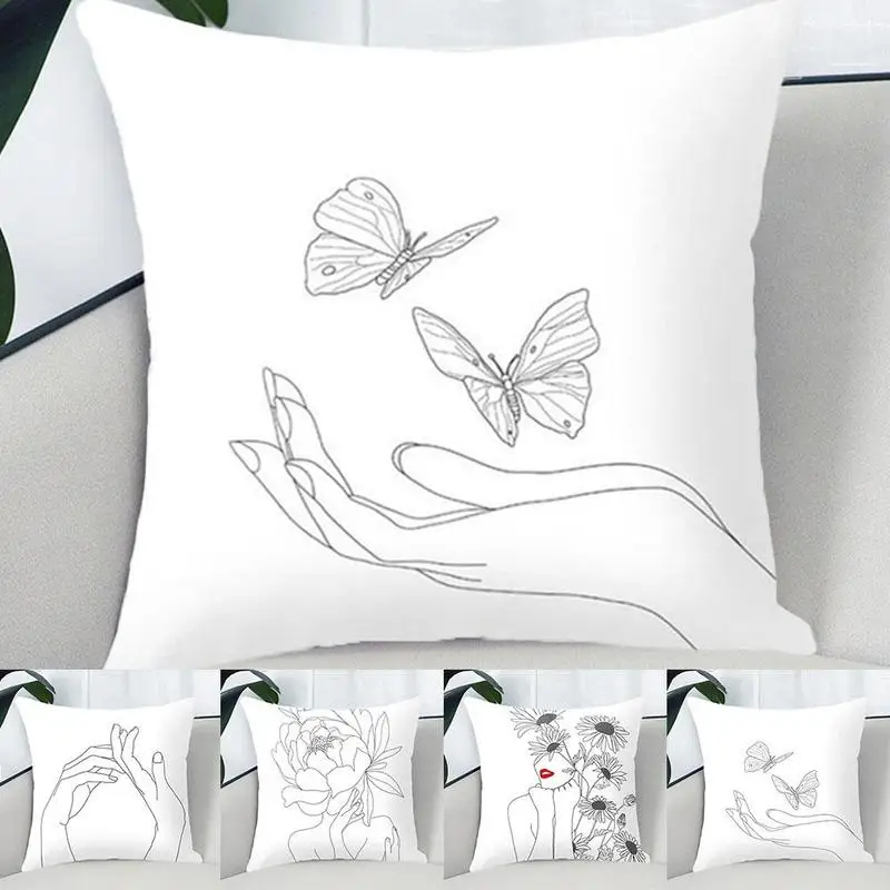 

Square Art Black And White Printing Portrait Cushion Home Pillowcase Decorative Sofa Car Hugging Cushion Cover Wholesale Hot