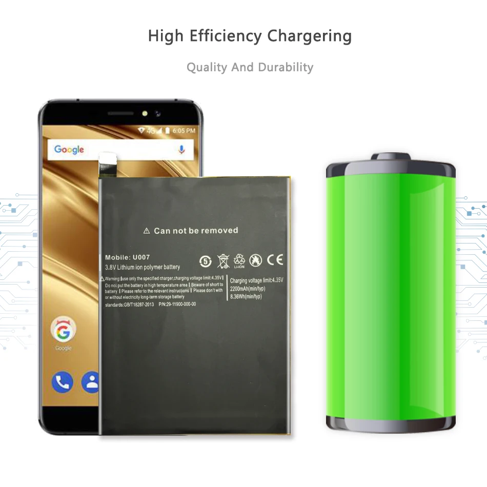 

For Ulefone U007 Cell Phone Battery 2200mAh Smartphone Li-ion Batteries For Ulefone U007