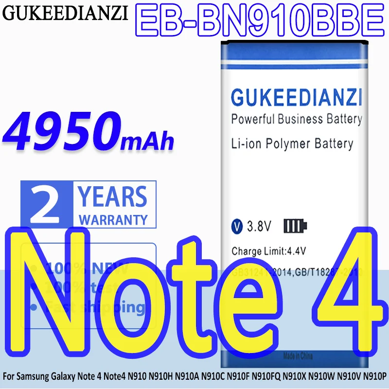 Аккумулятор GUKEEDIANZI EB-BN910BBE 4950 мА ч для Samsung Galaxy Note 4 Note4 N910 N910H N910A N910C N910F - купить по