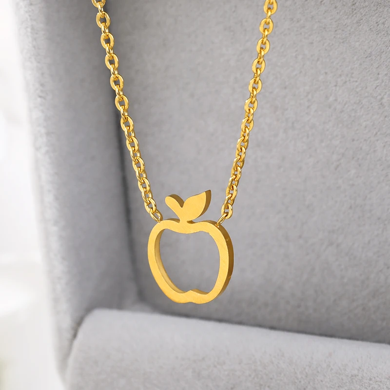 Новое круглое ожерелье в форме ажурной монеты яблока забавная подвеска виде