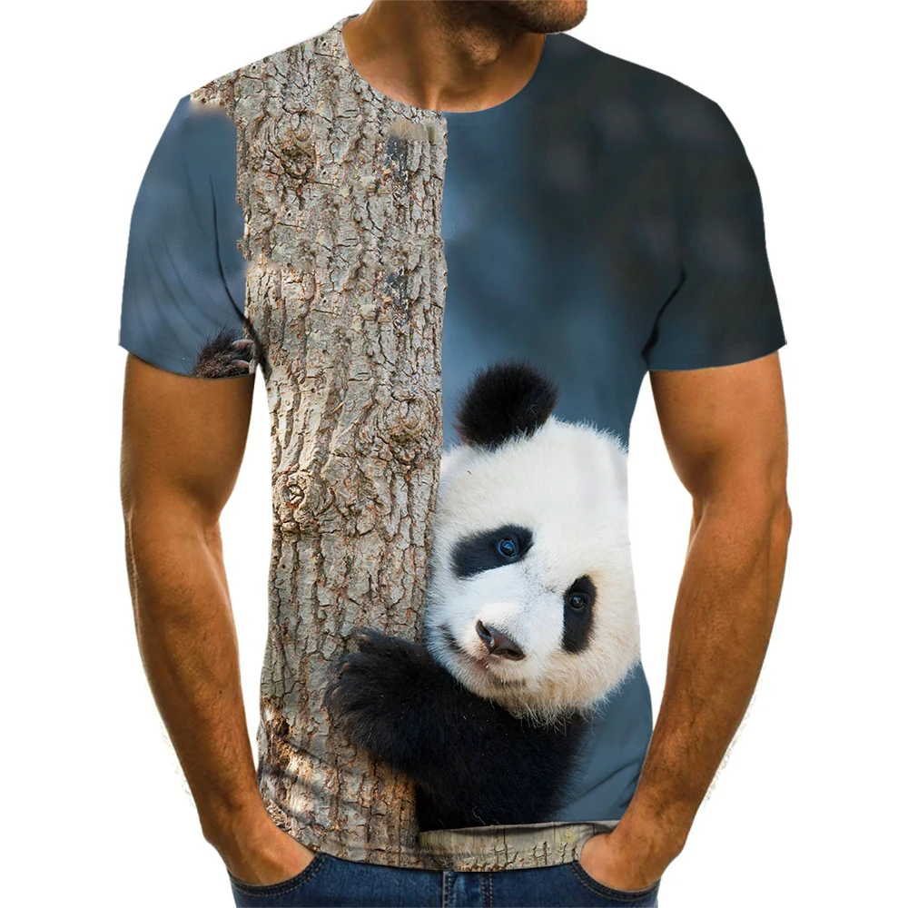 

Футболка мужская повседневная с 3D-принтом медведя, модная мягкая Молодежная топ с круглым вырезом и короткими рукавами