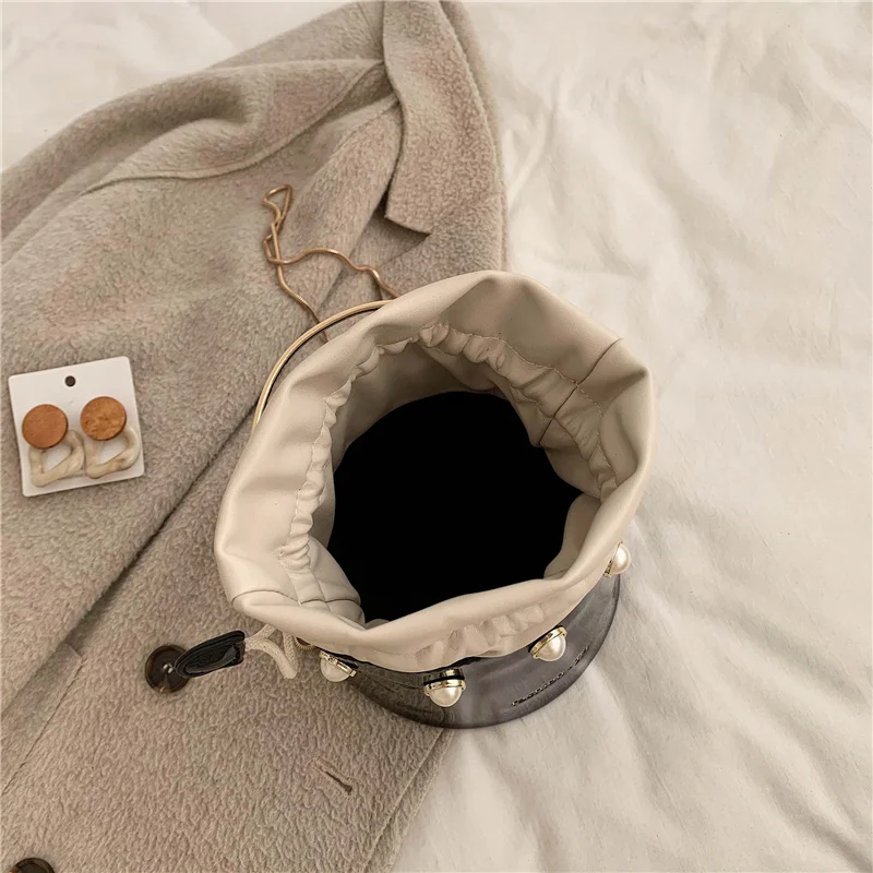 

2020 New Pearl Texture Bucket Bag Women's Shoulder Bags Luxury Designer Women's Handbags Women's Crossbody Bag Bolsa Feminina