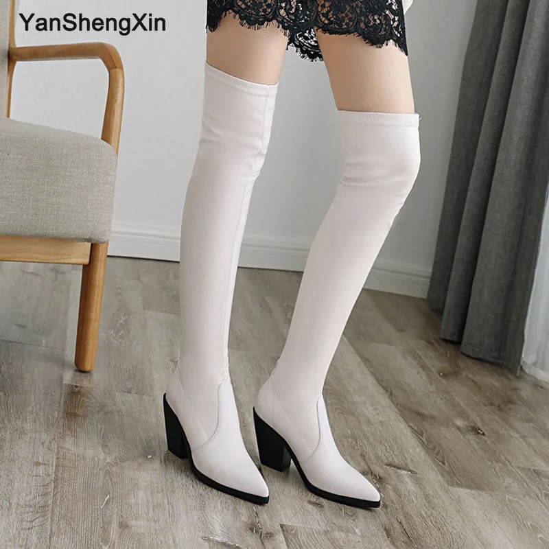YANSHENGXIN обувь женские ботинки пикантные Женские Сапоги выше колена на высоком