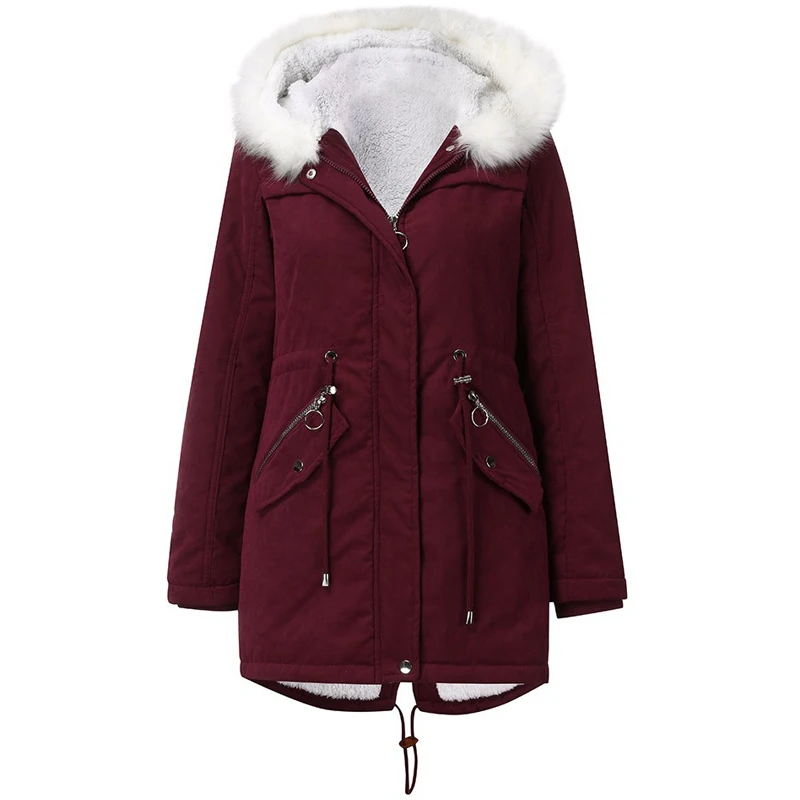

Women Hooded Winter Parka Womens Thick Jackets Girl Snow Coat Cotton Jacket Long Overcoat Street Female Solid Ladies Coat