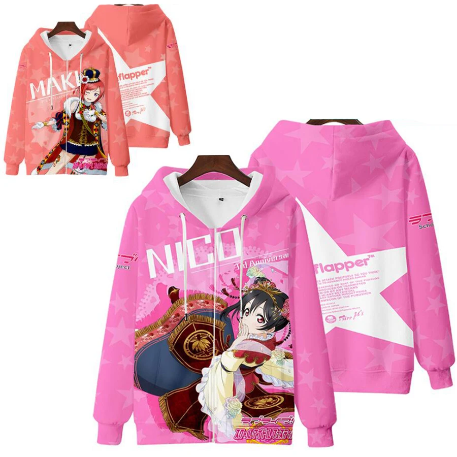 

LoveLive! Japan Anime Love Live Women/Men Hoodies Sweatshirts Kotori Minami Nozomi Tojo Cosplay Zipper Hooded Jacket Outerwear