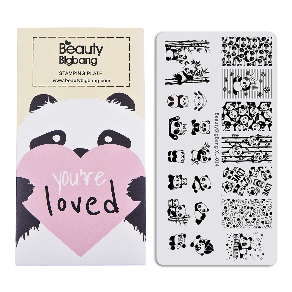 

BeautyBigBang 6*12 см Милая мультяшная панда бамбук любовь шаблон изображение прямоугольная пластина для стемпинга ногтей Серия животных для маник...