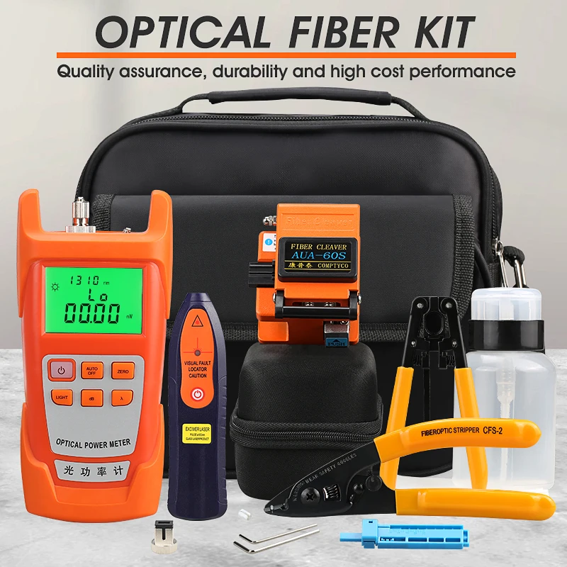 

Free Shipping 13pcs/set FTTH Fiber Optic Tool Kit with Fiber Cleaver -70~+10dBm Optical Power Meter Visual Fault Locator 5km