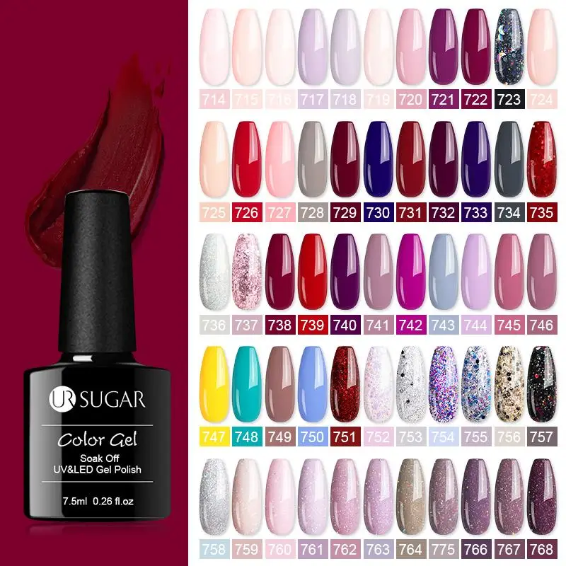 

UR SUGAR 7.5ml Rainbow Nude Gel Nail Polish Neon Shimmer Shining Glitter Soak-Off UV LED Gel Long-lasting Varnish varnish