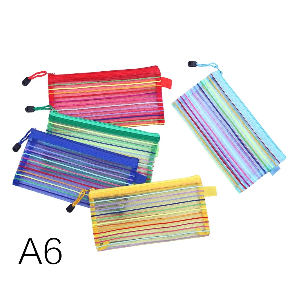 A4 A5 цветная нейлоновая прозрачная сетчатая сумка на молнии папка для файлов