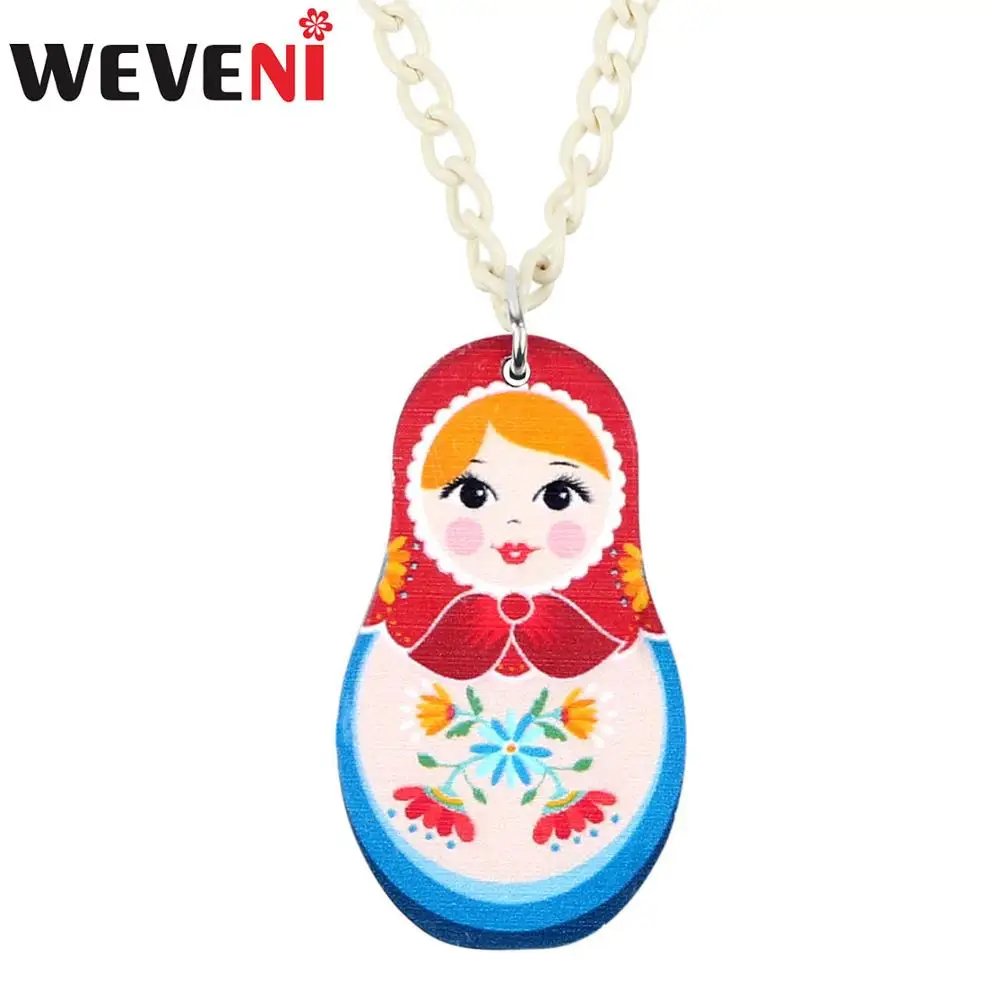 WEVENI акриловая русская Этническая Кукла матрешка чокер ожерелье подвеска