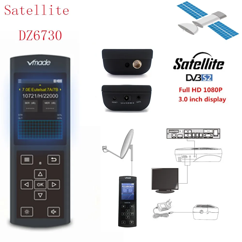 Vmade 3,0 экран DVB-S2/DVB-S Full HD FTA группа спутниковый искатель DZ6370 детектор Поддержка обновления программного обеспечения MPEG4/2