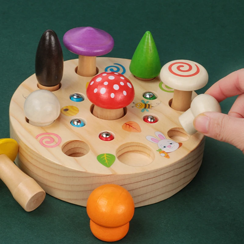 

NEW Kids Wooden Toys 3D Puzzle Early Childhood Educational Catch Worm Game Shape Cognitive Magnetic Fishing Toys Gifts Children