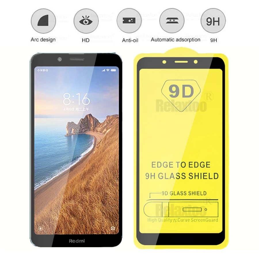 Закаленное стекло 9D с полным клеем для xiaomi redmi 7a Защитное xiomi xaomi ksiomi remi red mi a7 7 a redmi7a