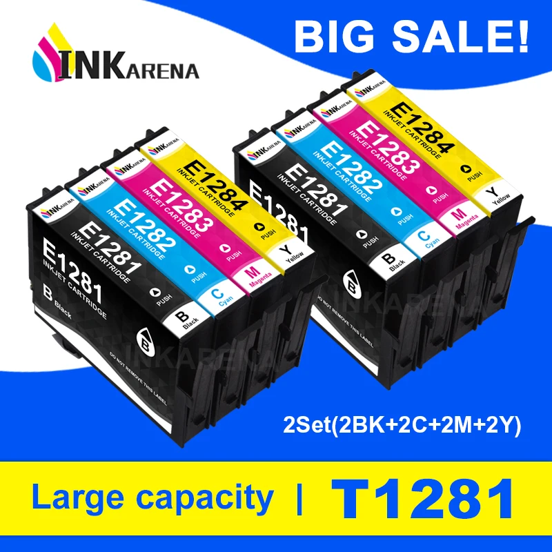

8 PCS Ink Cartridges T1281 for Epson Stylus SX130 S22 SX125 SX435W SX425W SX430 Printer Inkjet Cartridge Full Ink Chip China