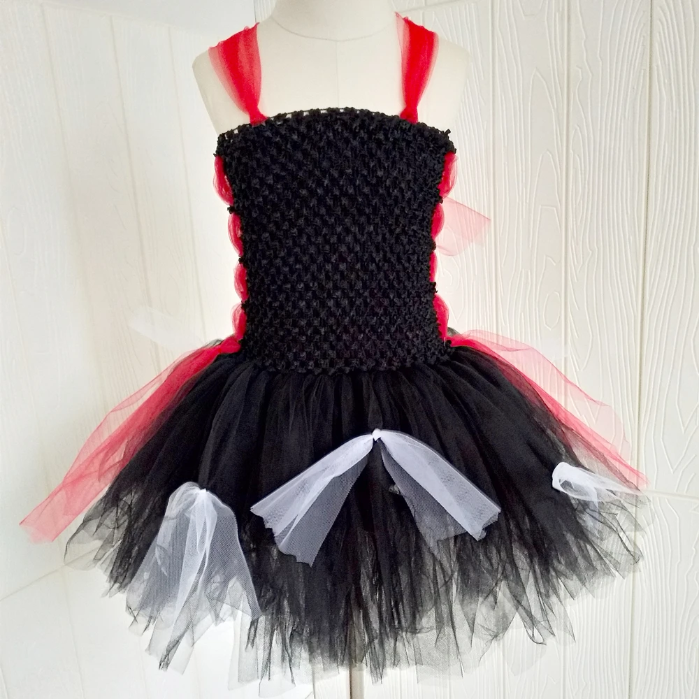 Высокое качество зомби платье-пачка с поясом черное красное вампир косплей