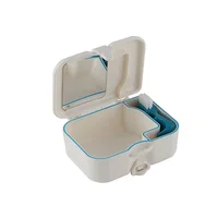 3pcs Denture Storage Box With Mirror Brush Denture Bath Box Case Dental False Teeth Storage Box Plastic Teeth Organizer
