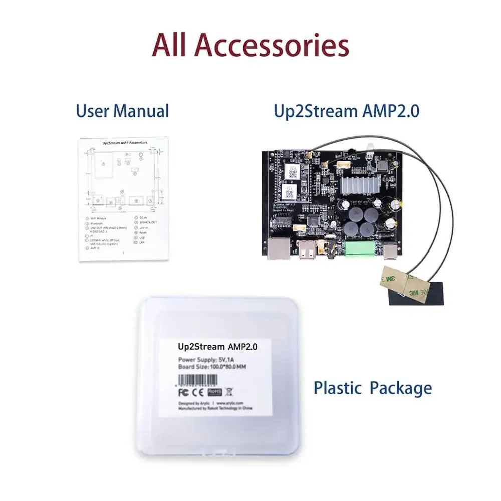 Цифровой усилитель мощности Up2stream Wi Fi и Bluetooth 5 0 Hi стерео класс D 24 В сделай сам
