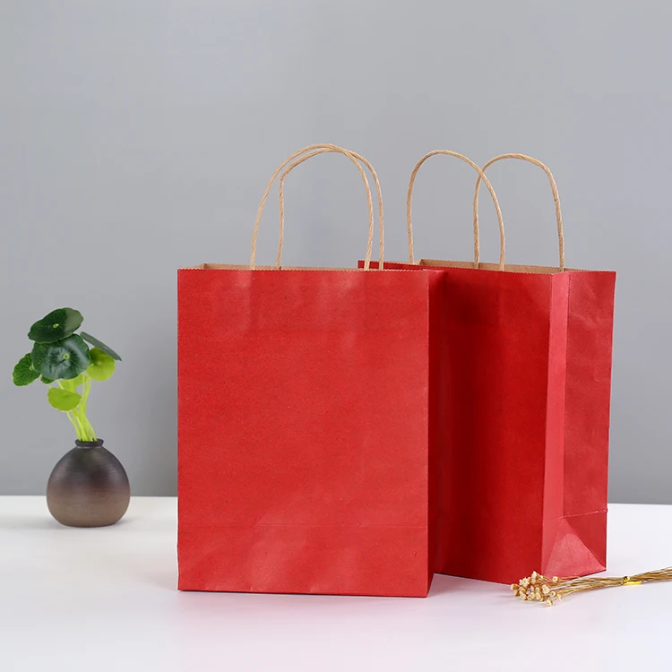 

50pcs Gift Paper Bags with Handles Kraft Gift Packing Bags Festival Party Wedding bags for Packages 10 Colors 21x15x8cm