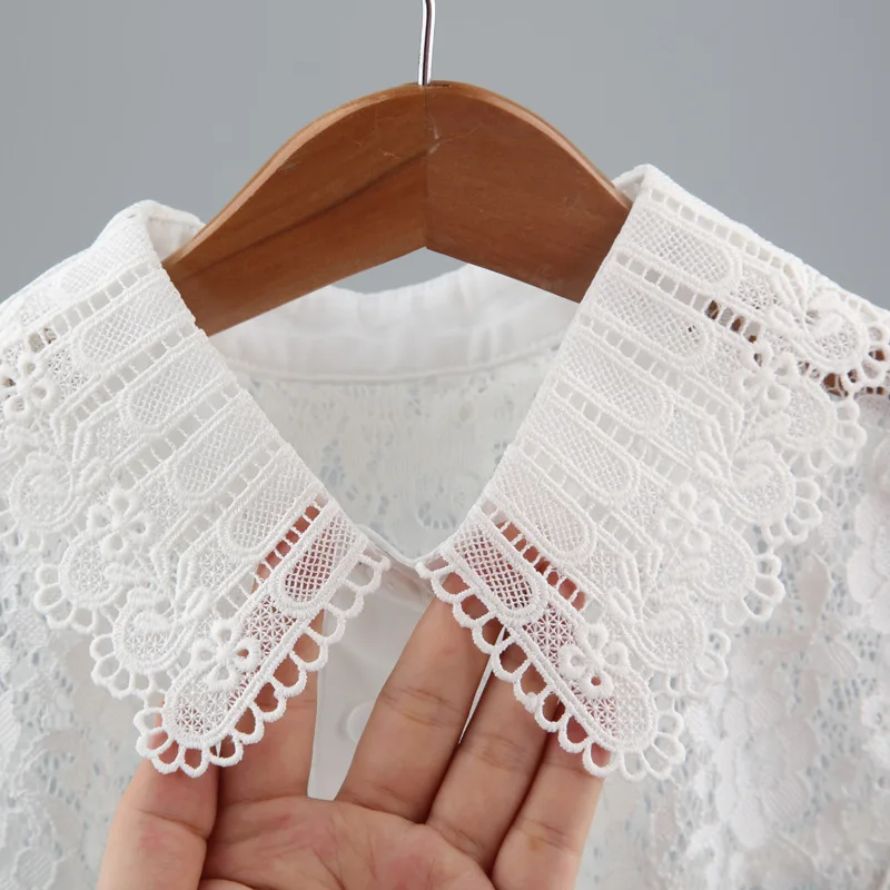 

Female Vintage Women Cotton Lace Fake Collar Blouse Cute Detachable Shirt Collar False Collar Lapel Blouse Clothes Accessories
