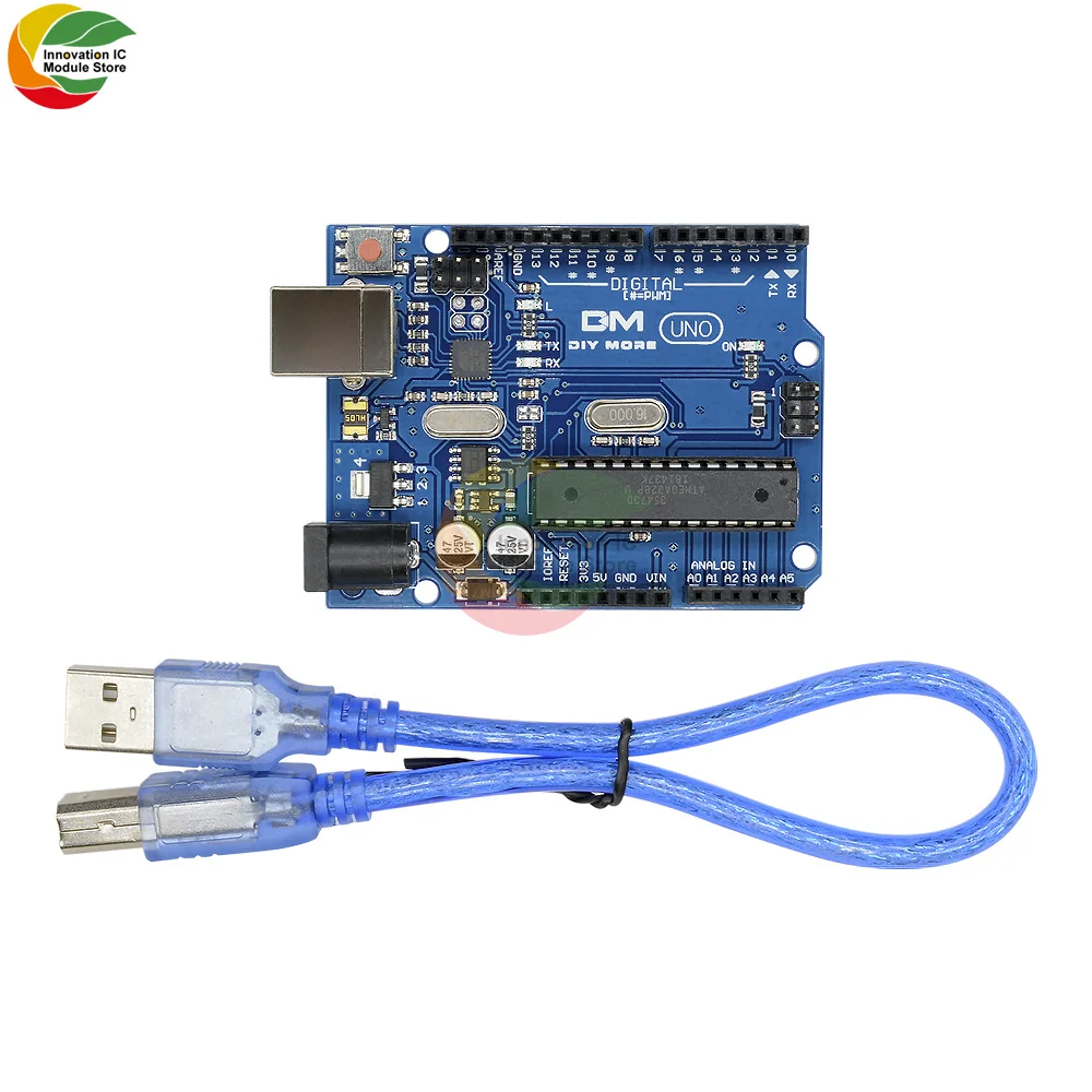 

Ziqqucu UNO R3 ATMEGA328P ATMEGA16U2 Module Development Board with Type-B USB Cable for Arduino I/O ISP