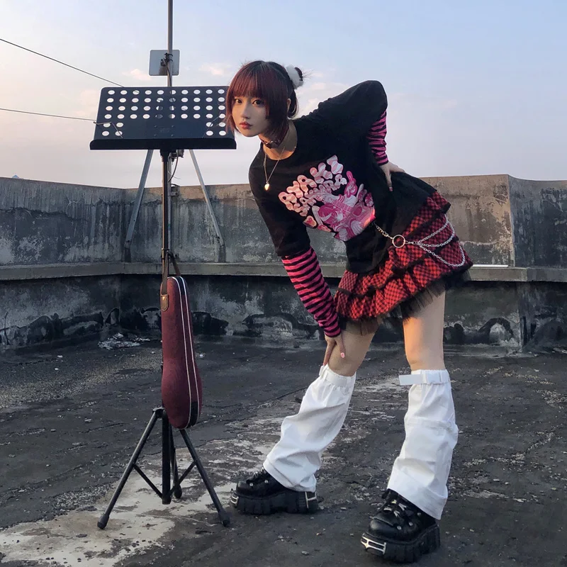 Японская Милая Красная клетчатая юбка в стиле Харадзюку с бантом и высокой