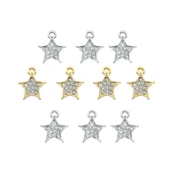 10pcs gold silver color alloy stars shiny rhinestone charms pendant for jewelry making diy earring necklace handmade supplies