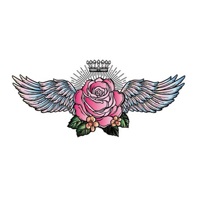 Водонепроницаемый временный цветок розы перо Корона Талия Грудь тотем Имитация