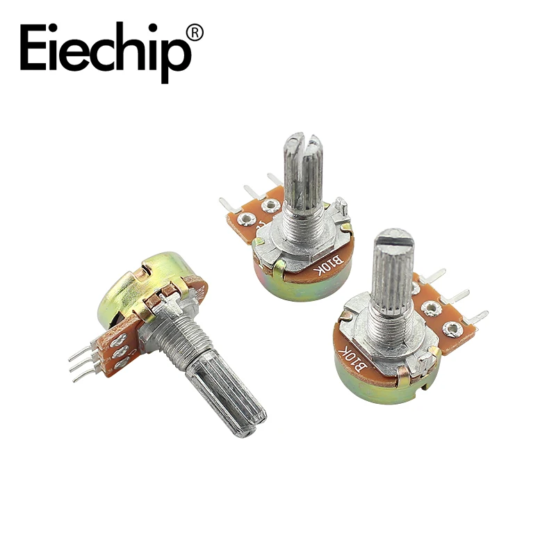 10pcs WH148 Carbon film Potentiometer 20mm Shaft Amplifier Dual Stereo potentiometer 3Pin 1K 2K 5K 10K 20K 50K 100K 500K 1M Ohm