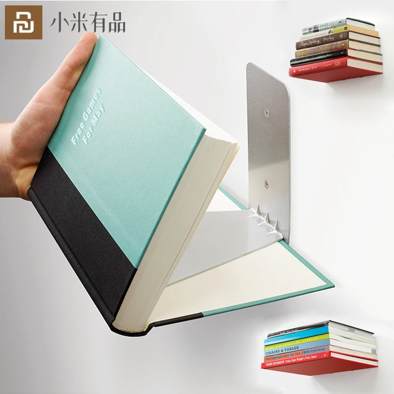 

Youpin Bookshelf Wall Mounted Invisible Wall Shelves Books Carbon Steel Book Shelf For Home Decoration Floating Bookshelf