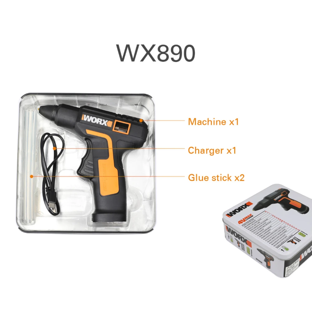 Worx 4V расплава горячего клея пушка WX890 электрического клеевого пистолета