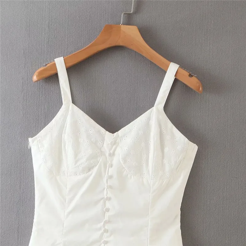 Летнее платье для женщин cheongsam на пуговицах Белое Облегающее Элегантное миди