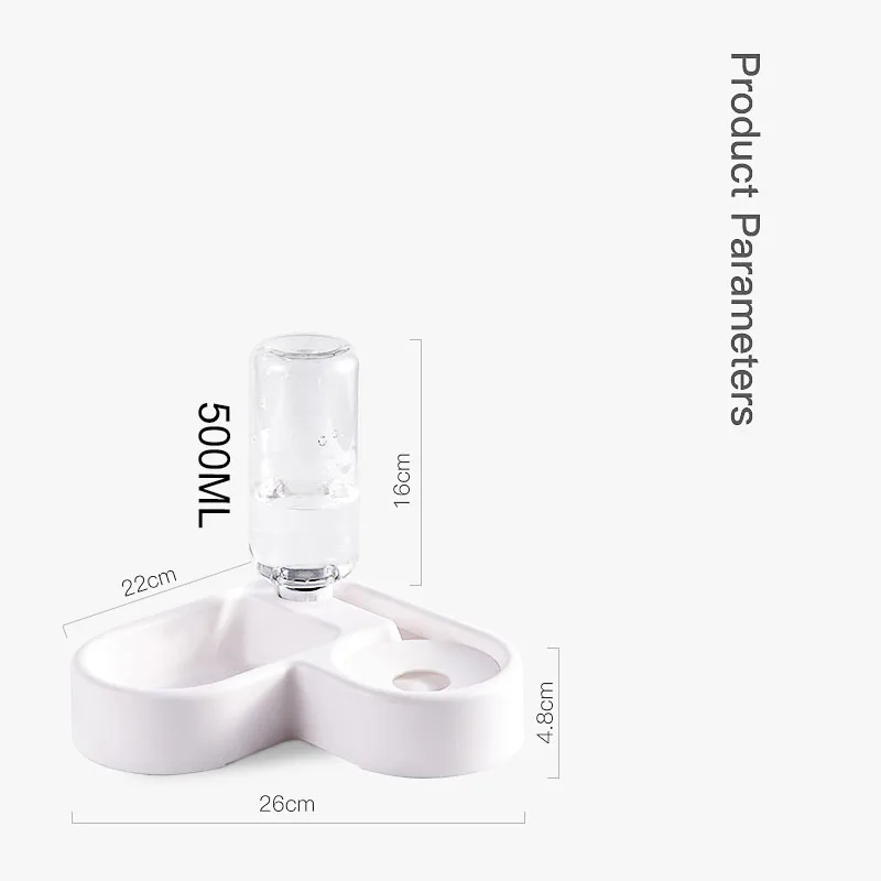 

Pet Cat Feeder Bowl Dog Automatic Water Double Bowls Food Wall Corner Save Space Cats 500ml Bottle Drinking Kitten Dogs Products