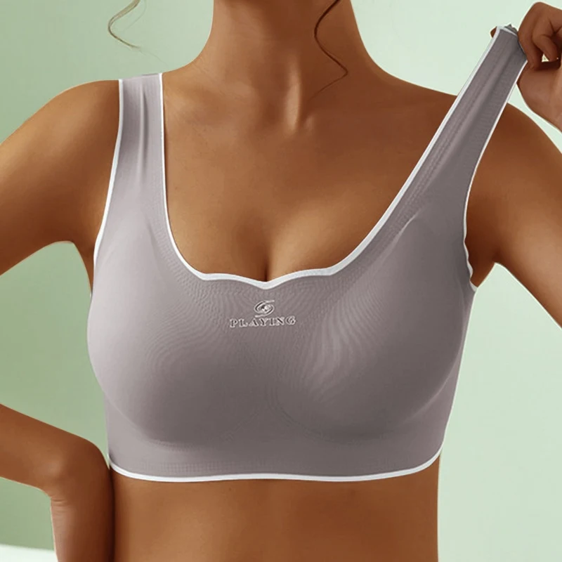 

Women Underwear Latex Bras Thin No Steel Ring Ultra-Light Gather Sports Vest Lingerie Available Sleep Bras for Women Bralette