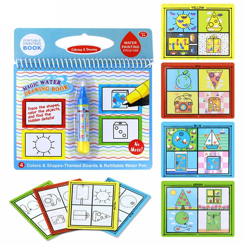 Color Graphic Многоразовая Волшебная водная книга для рисования, книга-раскраска, ручка для рисования из мультфильма, игрушки для рисования, доска для рисования для детей, подарок на день рождения - Цвет: Color Graphic