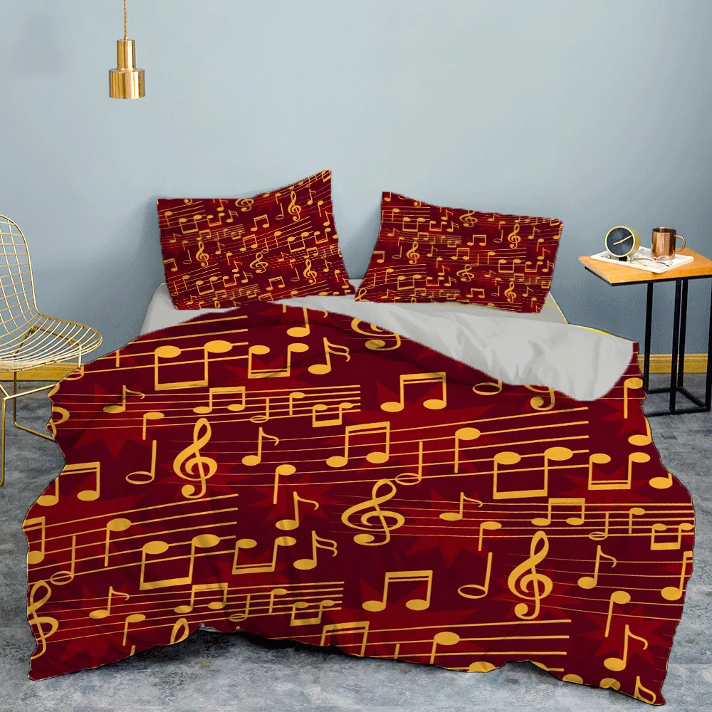 

ZEIMON Music Notes Printing Children Kids 3D Bedding Sets Luxury Duvet Cover Pillowcase Queen Single Housse De Couette