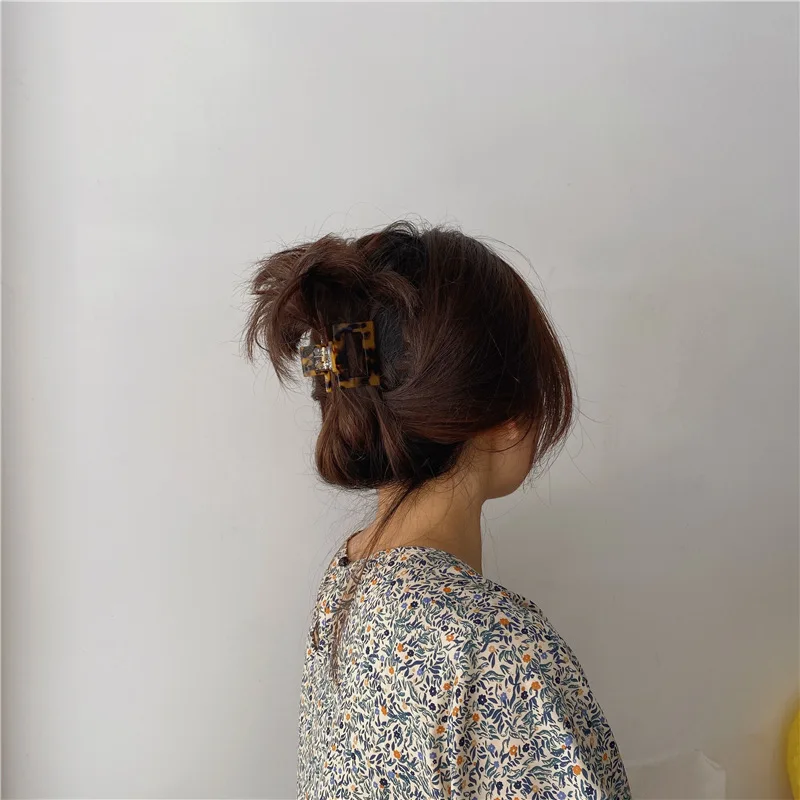 Винтажные геометрические Акриловые Полосатые заколки для волос мраморные краба