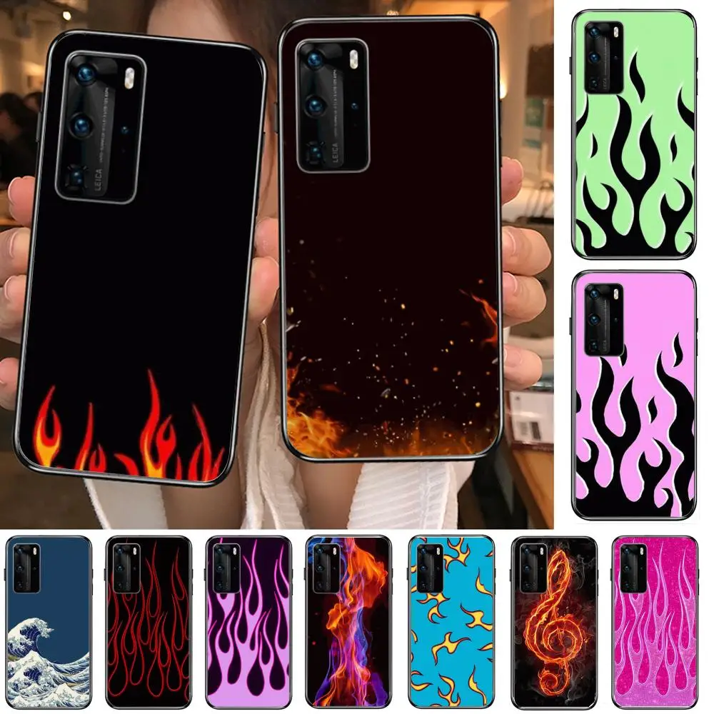 

Pulsating blue, red and pink flames Phone Case For Huawei P 40 30 20 10 9 8 Lite E Pro Plus Black Etui Coque Painting Hoesjes c