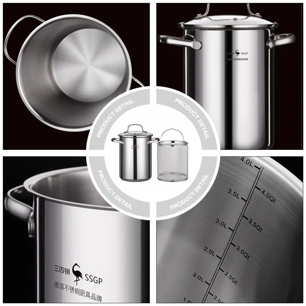 

1 set of Stainless Steel Fryer Pot Household Frying Pot with Frying Basket