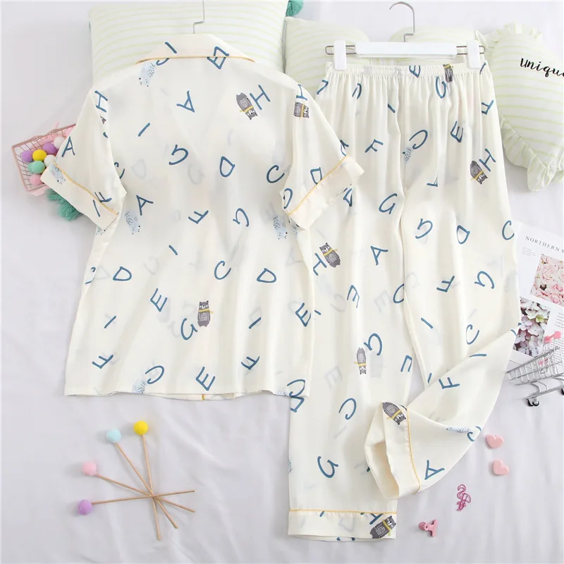 Создание с короткими рукавами шелковые брюки рисунком героев из мультфильмов