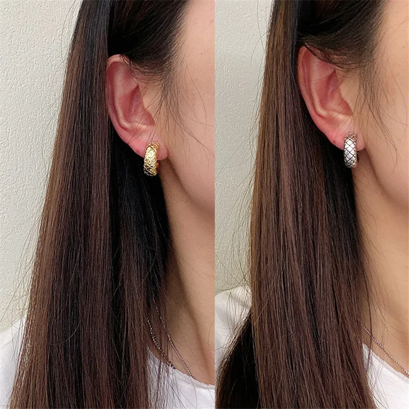 

Women Earrings Jewelry Vintage Dragon Scale Pattern Design Sense Metal Circle Tide Frozen Wind Accessories Hangzhi 2020