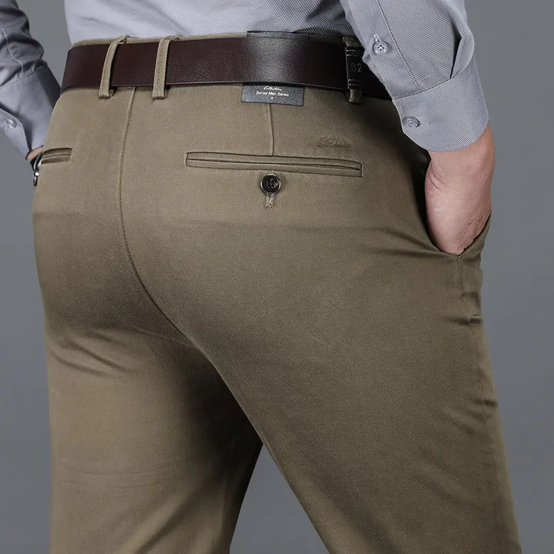 

Tencel casual pants men's straight business loose summer thin pants middle aged and old dad spring and autumn pants