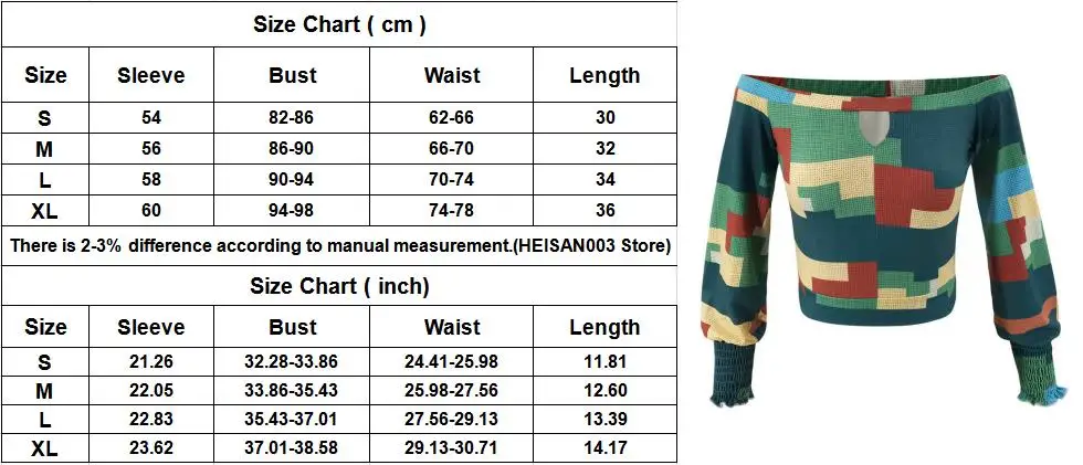 

VS&LLWQ Print Blouse Women Off Shoulder Crop Top 2020 New Sexy Female Off Shoulder Ruffles Long Puff Sleeve Crop Top Boho Blouse