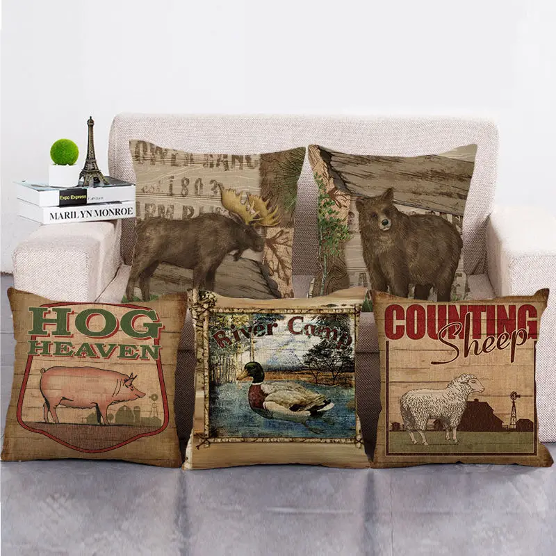 

Wholesale 45cm*45cm Farm livestock series5 Linen/Cotton Throw Pillow Covers Couch Cushion Cover Home Decor Pillowcase