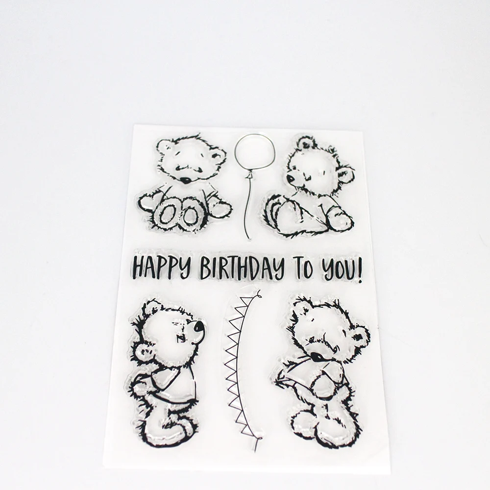 Прозрачные прозрачные штампы в виде медведя и птицы для скрапбукинга