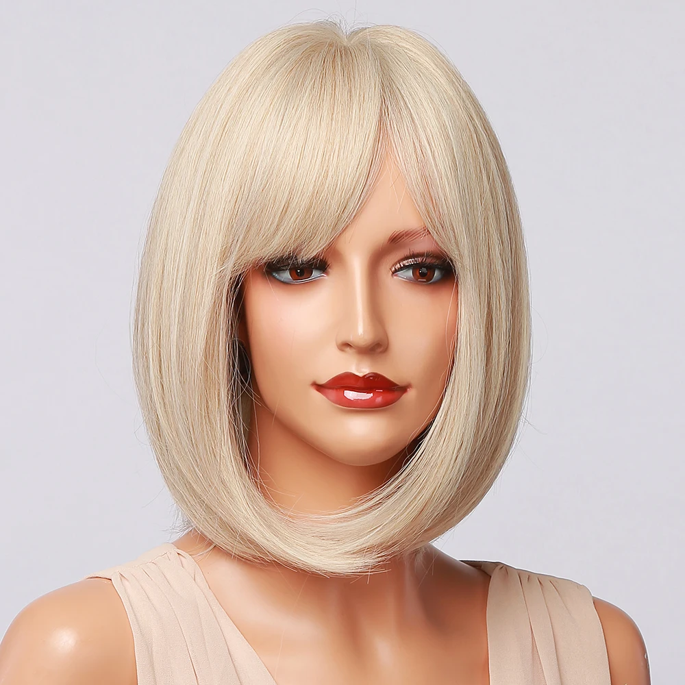 

Светильник-белые светлые блонд Remy короткие боб парики для женщин Remy человеческие волосы Полный парик прямые волосы парик натуральный Коспл...
