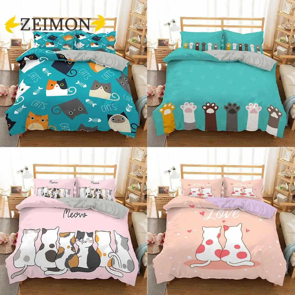 Комплект постельного белья ZEIMON с мультяшными кошками королевский комплект 3D