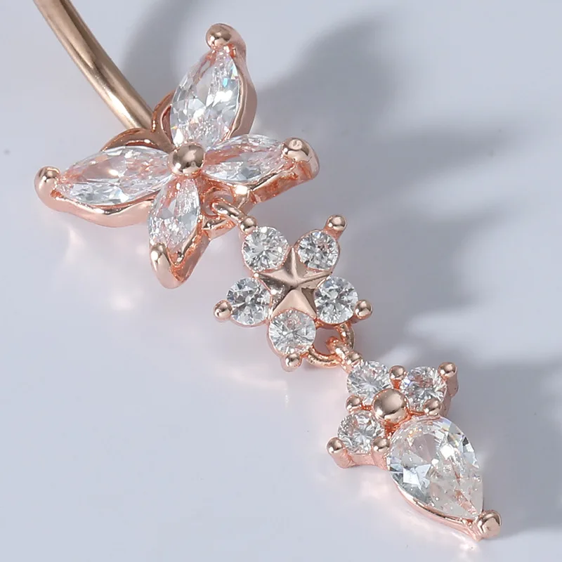

1PC Butterfly Shape Belly Button Ring Exquisite Piercing Ring Stainless Steel Crystal Button Ring Creative Piercing Jewelry