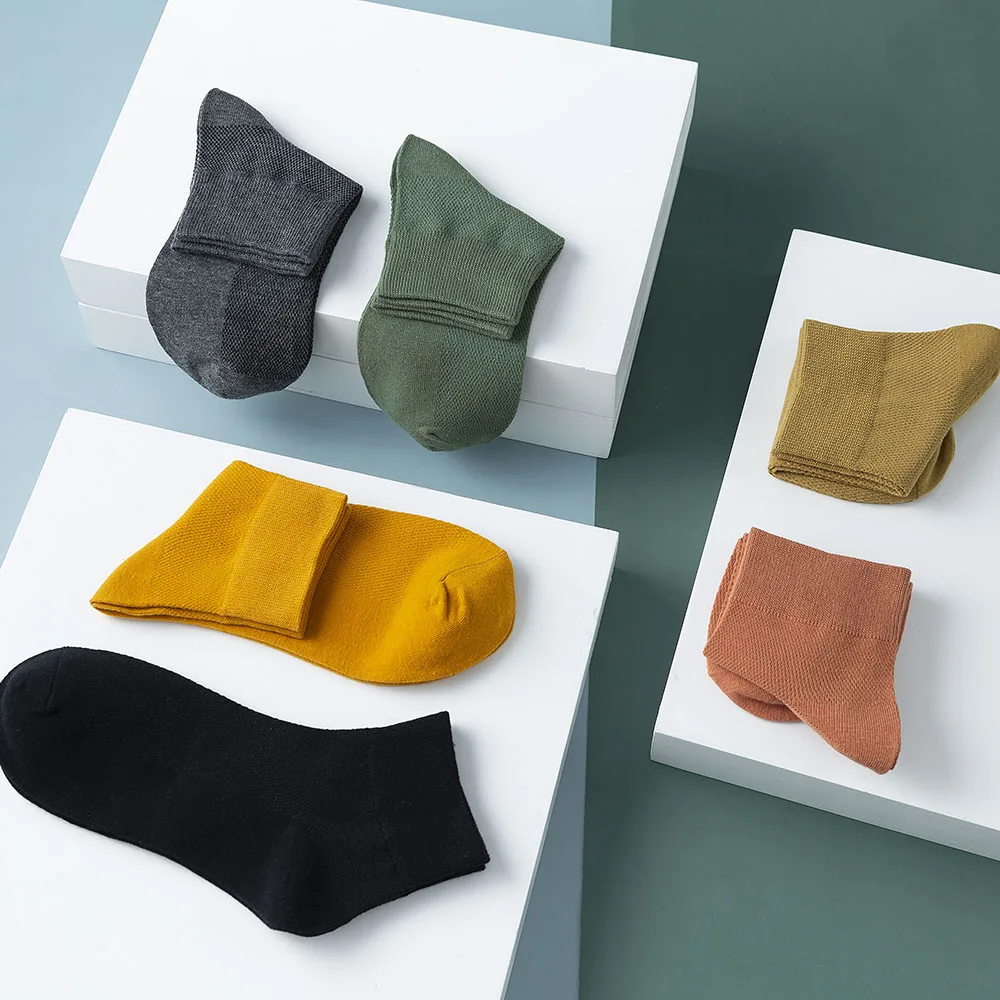 Men's Summer Mesh Breathable Cotton Shallow Mouth Solid  High-quality Color Casual Socks Wholesale 10 Pair