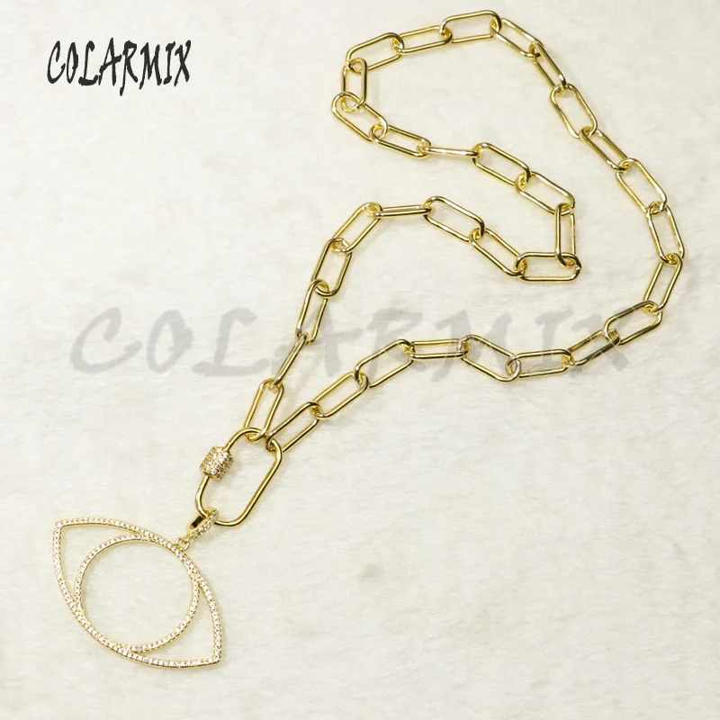 

Ожерелье с подвеской в виде большого глаза из 3 нитей простое ожерелье в форме большого звенья ожерелье с кубическим цирконием модные аксес...